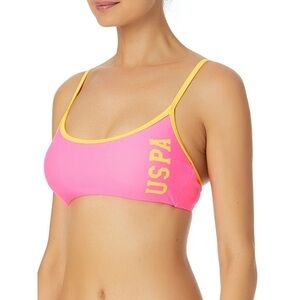 U.S. Polo Assn. Neon Pink & Orange Sports Bra Bikini Top XL